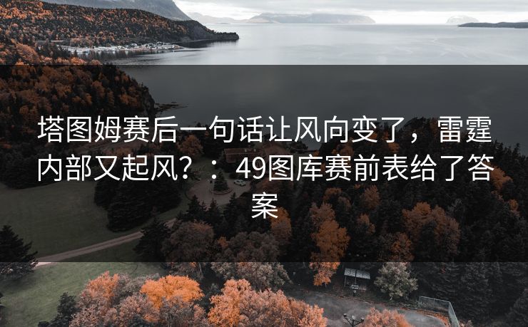 塔图姆赛后一句话让风向变了，雷霆内部又起风？：49图库赛前表给了答案