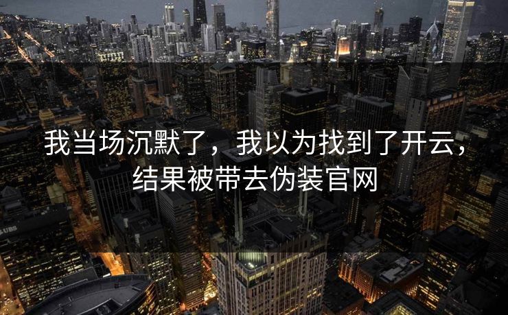 我当场沉默了，我以为找到了开云，结果被带去伪装官网