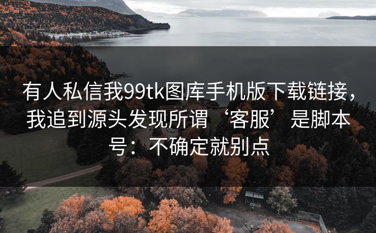有人私信我99tk图库手机版下载链接，我追到源头发现所谓‘客服’是脚本号：不确定就别点